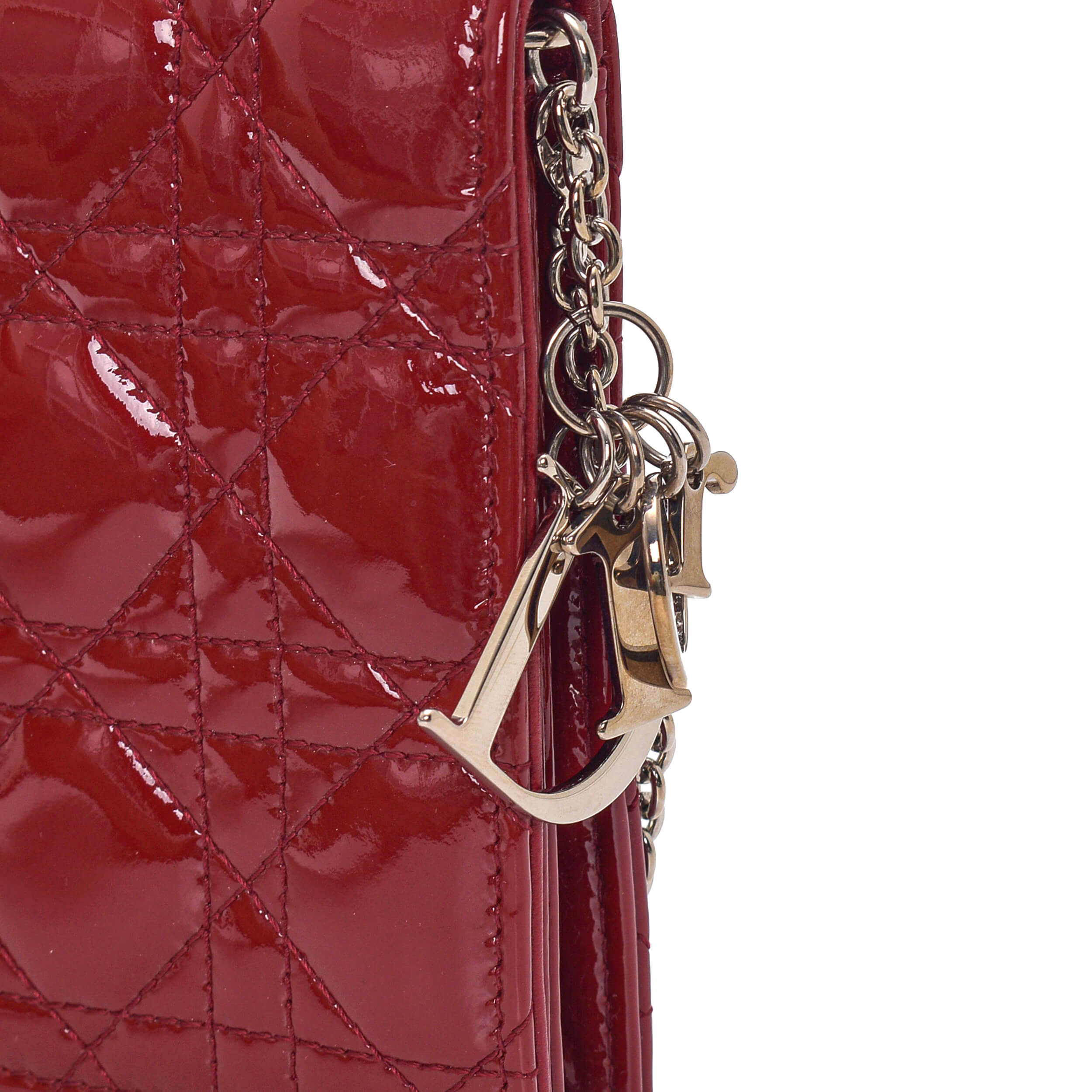 Christian Dior - Cherry Cannage Patent Leather Long Wallet On Chain  